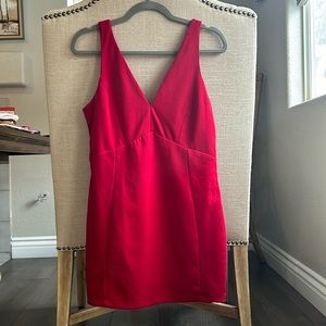 LULUS bold red v neck mini dress. Hot asf!